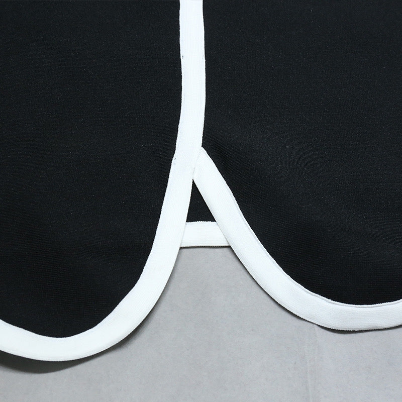 Abigail Vestido bandage negro con moño blanco en la cintura